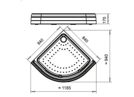 Поддон к душевому углу Найт 80 (радиальный поддон на раме-подставке с устройством слива)