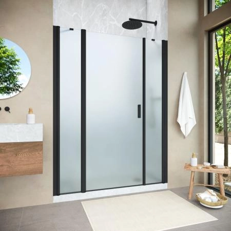 Душевая дверь Vegas-glass EP-2F NOVO h2000 130 02М 10 L, профиль черный матовый, стекло сатин