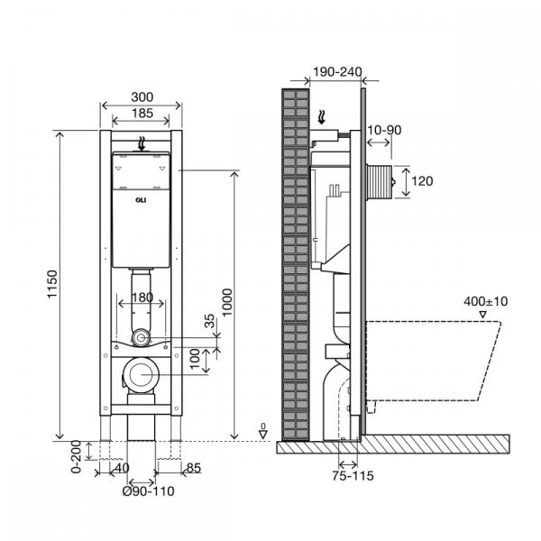 Инсталляция Oli QUADRA 280490m механическая узкая 30 см для унитаза