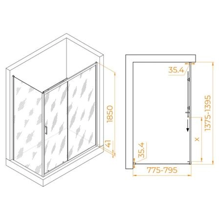 Душевой уголок RGW PA-145 Passage 140x80 Хром прозрачное