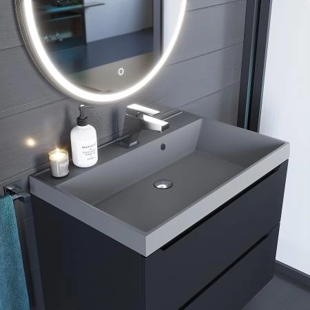 Раковина кварцевая Uperwood Classic Quartz 70 см, серая матовая, бетон