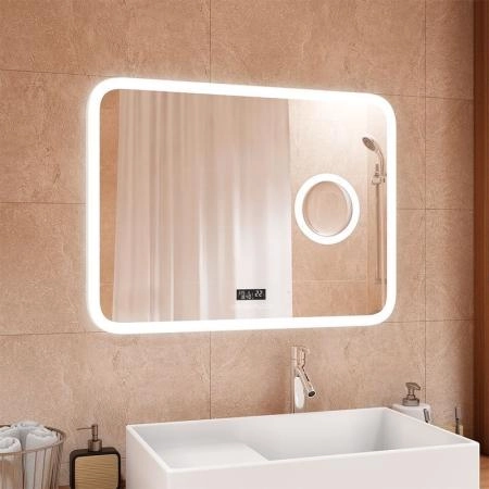 Зеркало Континент Bliss Led 800х700 с увеличительным зеркалом, с часами ЗЛП334 с подсветкой