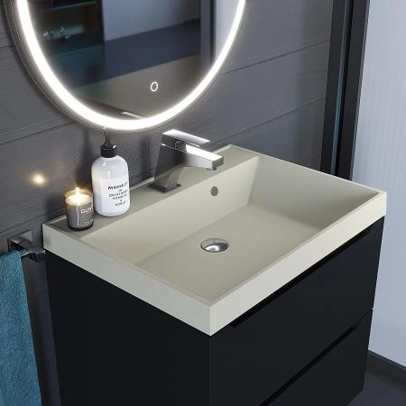 Раковина кварцевая Uperwood Classic Quartz 60 см, бежевая матовая, лён