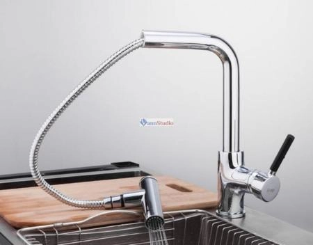Смеситель для кухни Frap F6044 хром выдвижной излив