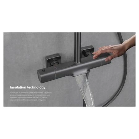 Душевая система Gappo G2495-79 c изливом термостат оружейная сталь верхний душ d26