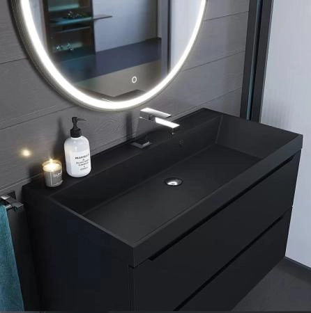 Раковина кварцевая Uperwood Classic Quartz 100 см, черная матовая, уголь
