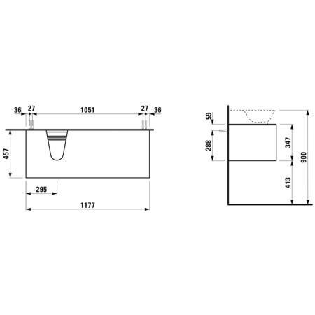Laufen New Classic Тумба с раковиной, SX, 117.5x45.5x34.5см, 1 ящик, подвесная, цвет: белый глянцевый