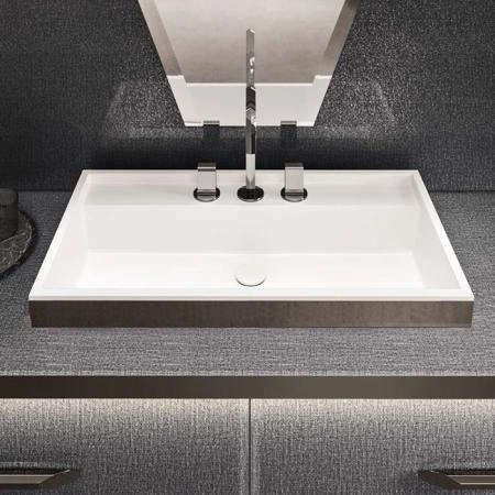 VITAGE milldue edition HILTON 05 Комплект мебели 158х58см напольный, раковина, зеркало, с подсветкой, отделка: стекло twill smoke, фурнитура: черный хром
