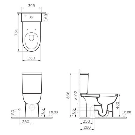 Унитаз для людей с ограниченными возможностями VitrA Conforma 9832B003-7204 комплект