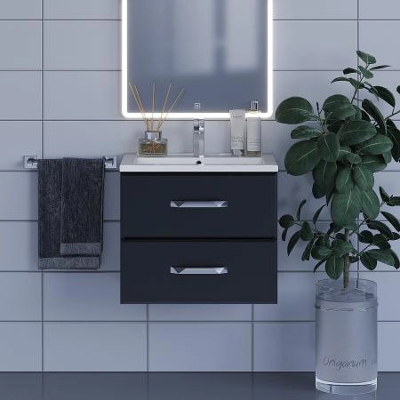 Тумба с раковиной для ванной Uperwood Foster 60 см, подвесная, черная