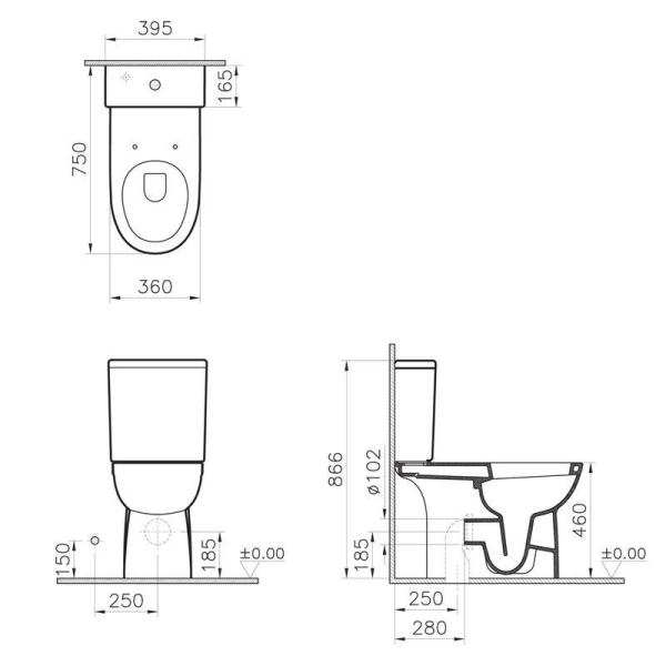 Унитаз для людей с ограниченными возможностями VitrA Conforma 9832B003-7204 комплект