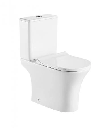Унитаз напольный Azario FRETTA ROUND 650х340х770 безободковый со смыв.мех. Geberit, бачком и сиденьем микролифт (AZ-1217 + AZ-1216-G)