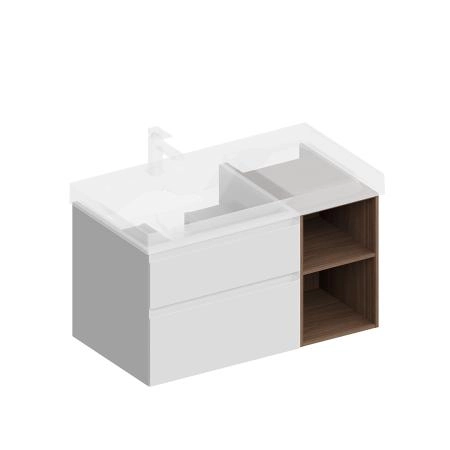 Тумба Kerama Marazzi CUBO КУБО CUB.90.2Lh\WHTM.N левая подвесная с ящиками 90, белая матовая-древесная