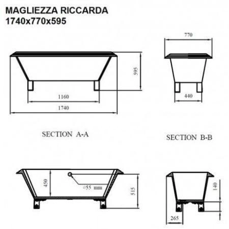 Ванна Magliezza RICCARDA BR 174×77 на ножках бронза, акриловая