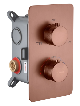 Смеситель встроенный с термостатом Boheme 2-х проходной CELL BRUSHED BRONZE 134-2-BRB
