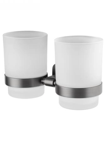 Два стакана для зубных щеток с держателем WONZON & WOGHAND GRAFFITY, Темный графит (WW-9328-GM)