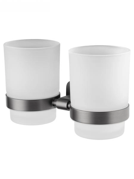 Два стакана для зубных щеток с держателем WONZON & WOGHAND GRAFFITY, Темный графит (WW-9328-GM)