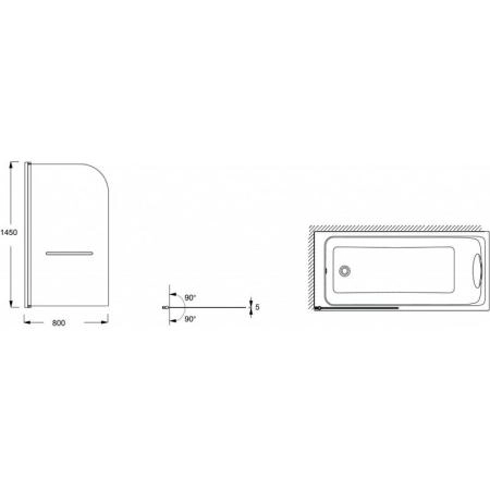 Шторка на ванну Jacob Delafon ODEON UP E4932-GA 80x145 см
