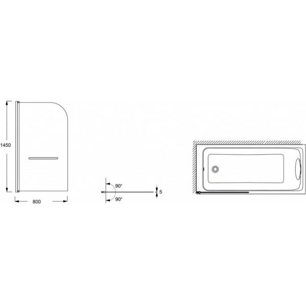 Шторка на ванну Jacob Delafon ODEON UP E4932-GA 80x145 см