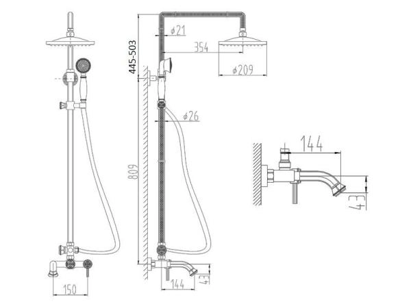 Смеситель для ванны ZORG Zorg Antic (A 201DS-SL) серебро