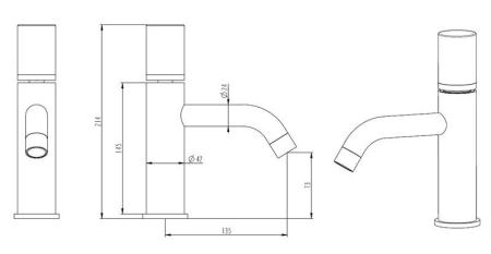 Смеситель для раковины Boheme Stick золото, ручка мрамор белая/черная 121-G-MR