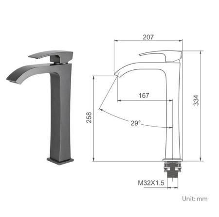 Смеситель Gappo G1007-86 для раковины высокий чёрный