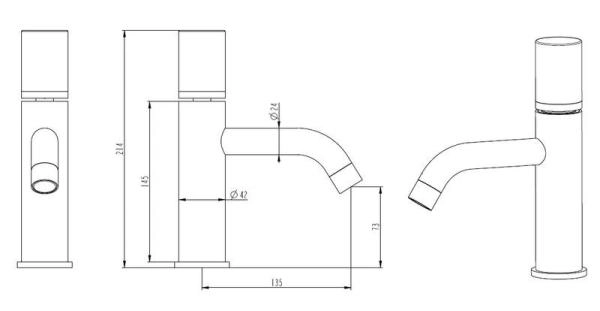 Смеситель для раковины Boheme Stick золото, ручка мрамор белая/черная 121-G-MR