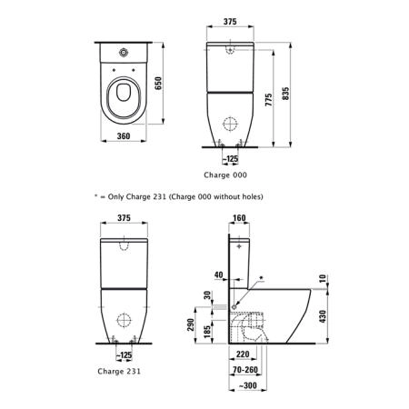 Laufen Pro Унитаз моноблок приставной комбинированный 65х36х44см, подвод снизу, подвод сбоку, цвет: белый