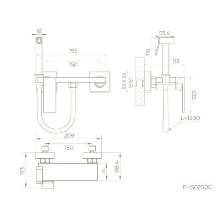 Гигиенический душ KNOTLOR MIST FHS02S0C, со смесителем хром