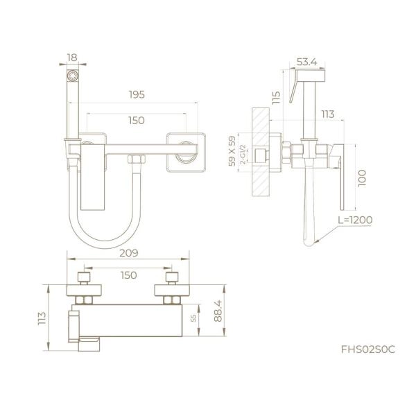 Гигиенический душ KNOTLOR MIST FHS02S0C, со смесителем хром