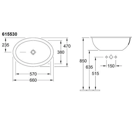 Раковина Villeroy & Boch Loop & Friends Plus 615530R1 66х47см встраиваемая