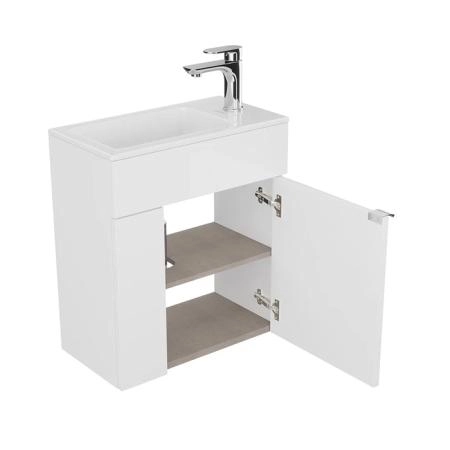 Kerama Marazzi Lato Тумба подвесная с раковиной, 49.5х27х55см., с дверцей, цвет: белая глянцевая