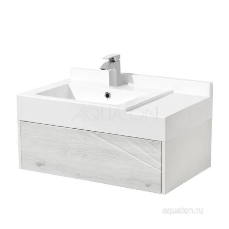 Тумба под раковину Aquaton Сакура 1A236401SKW80 80 с ящиком ольха наварра, белый глянец