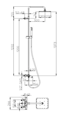 Душевая система Bossini Elios L10401.1.030, с термостатом, верхний душ ? 250 мм, хром