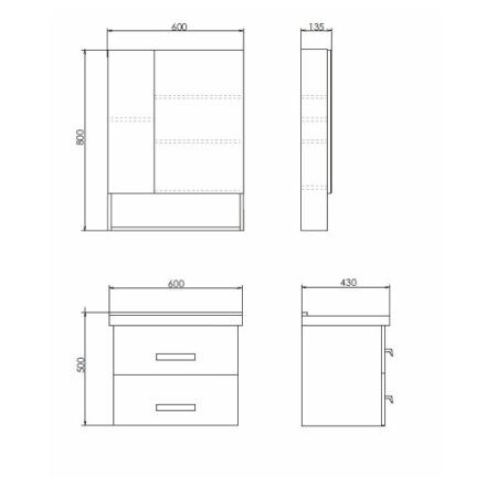 Зеркало шкаф Comforty Парма-60 дуб дымчатый
