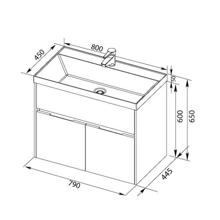 Тумба под раковину Aquanet Латина 80 цвет белый