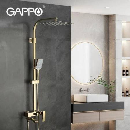 Душевая система Gappo G2407-3 верхний душ 20x30 , излив поворотный золото