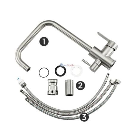 Смеситель для кухни Frap F43801 с краном для фильтр/воды сатин