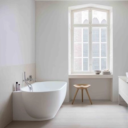 Duravit Luv Ванна пристенная 185x95см, из минерального литья, угол слева, с панелью и ножками, цвет: белый