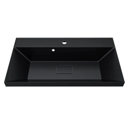 Раковина для ванной Uperwood Classic New 80х45х16,3 см, черная глянцевая, с накладкой для слива