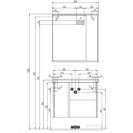 Тумба с раковиной Aquaton Стоун 1A228201SX850 80 с ящиком,сосна арлингтон