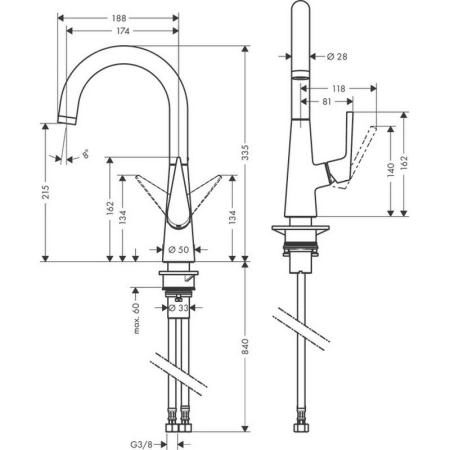 Смеситель Hansgrohe Talis M51 72814800 для кухни, под сталь