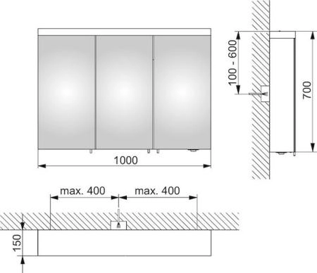 Зеркальный шкаф Keuco Royal Reflex.2 1000 x 700 x 150 mm 24204171301