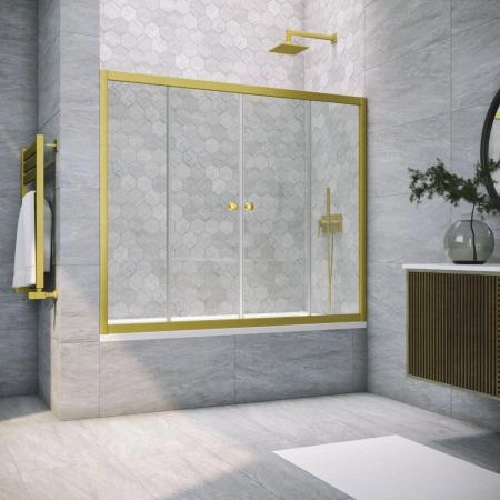 Шторка на ванную Vegas-glass Z2V NOVO 155 03 01, профиль золото матовое, стекло прозрачное