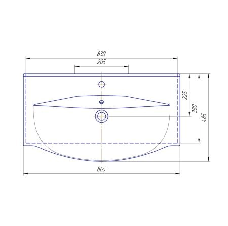 Раковина Kirovit Элвис 85 см подвесная