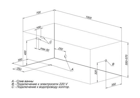 Акриловая ванна Aquanet Dali 150x70