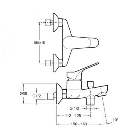 Смеситель Jacob Delafon BRIVE E75766-CP для ванны хром