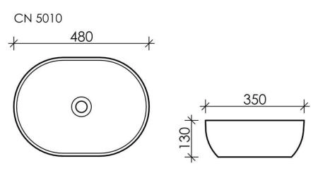 Умывальник чаша накладная овальная Element 480x350x130мм