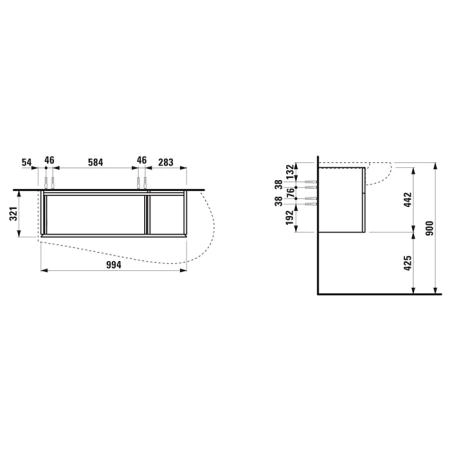Laufen Alessi One Тумба подвесная с раковиной 120x50см, с 1 ящиком, цвет: белый матовый