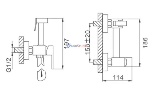 Гигиенический душ Frap F7504-6 черный